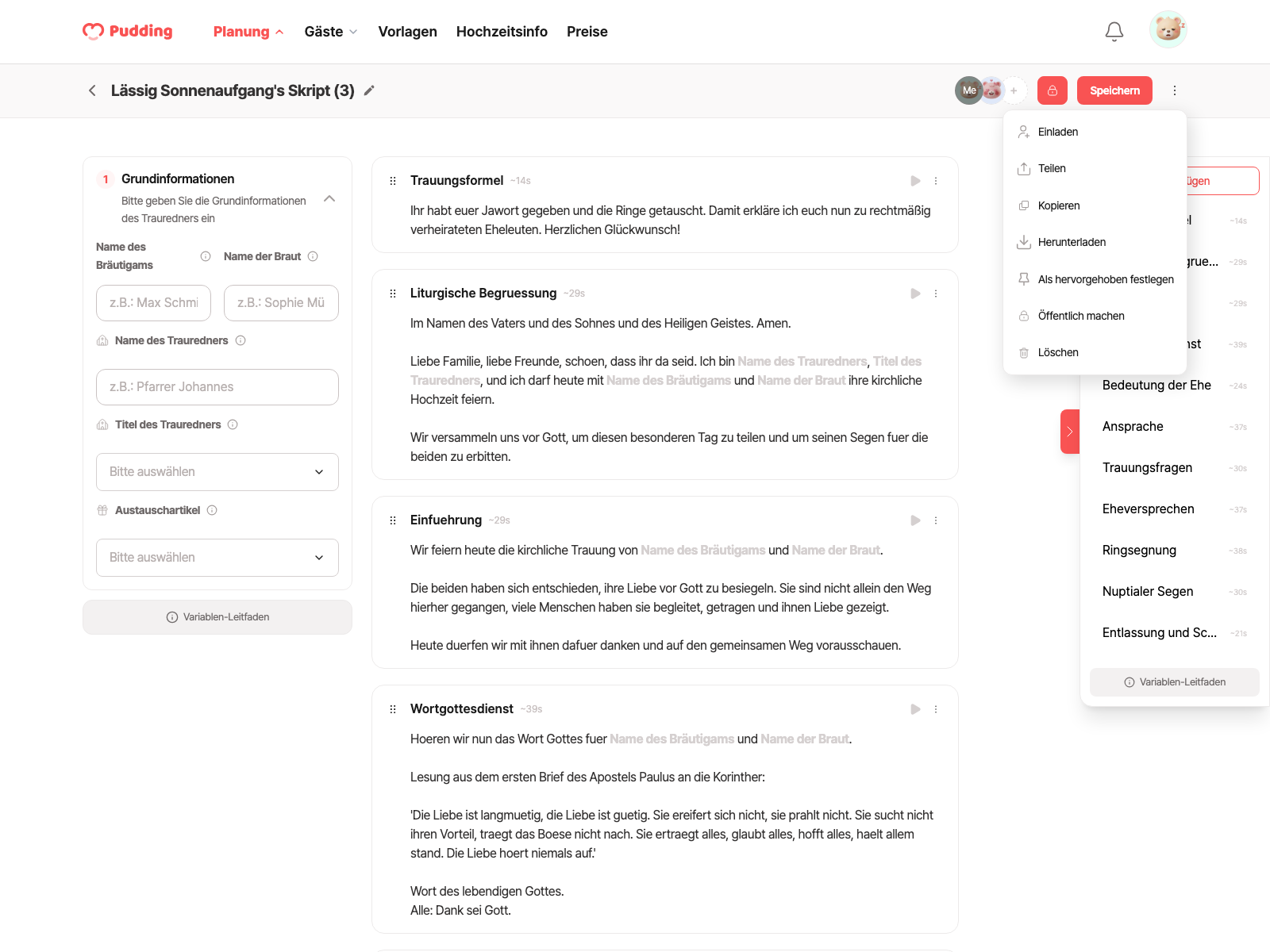 Officiant script editor