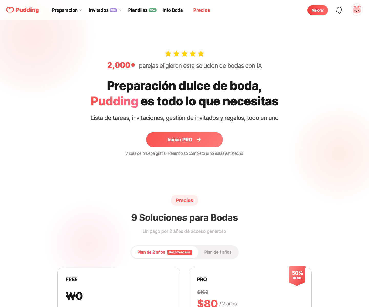 Pantalla de funciones gratuitas