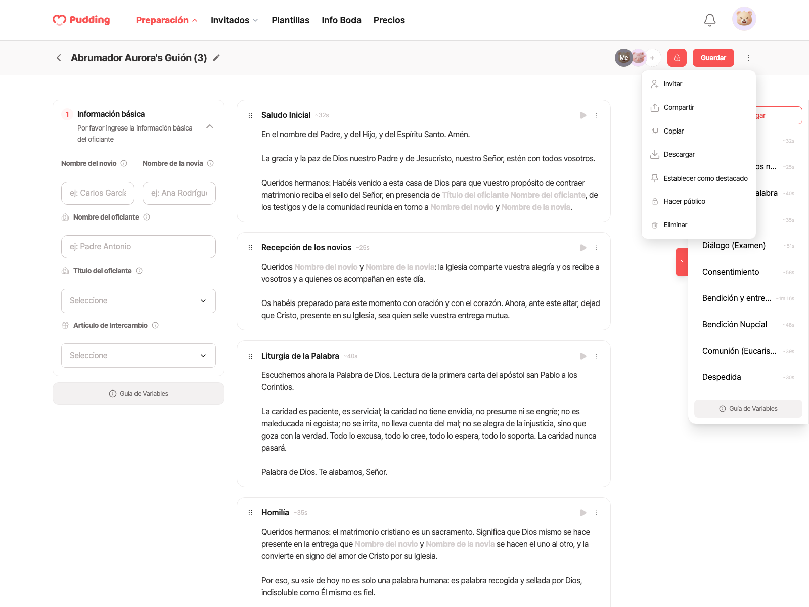 Officiant script editor
