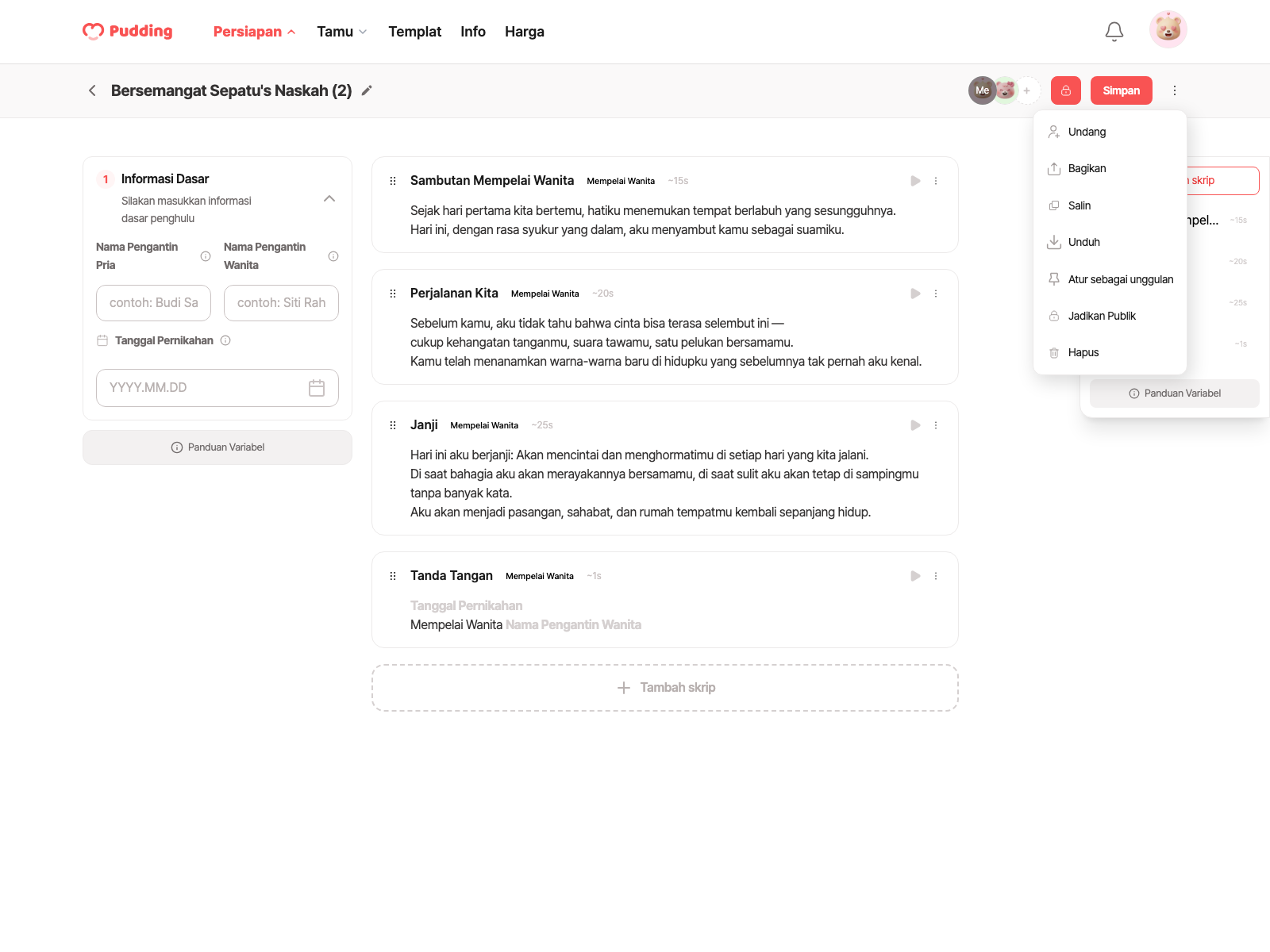 Script download modal