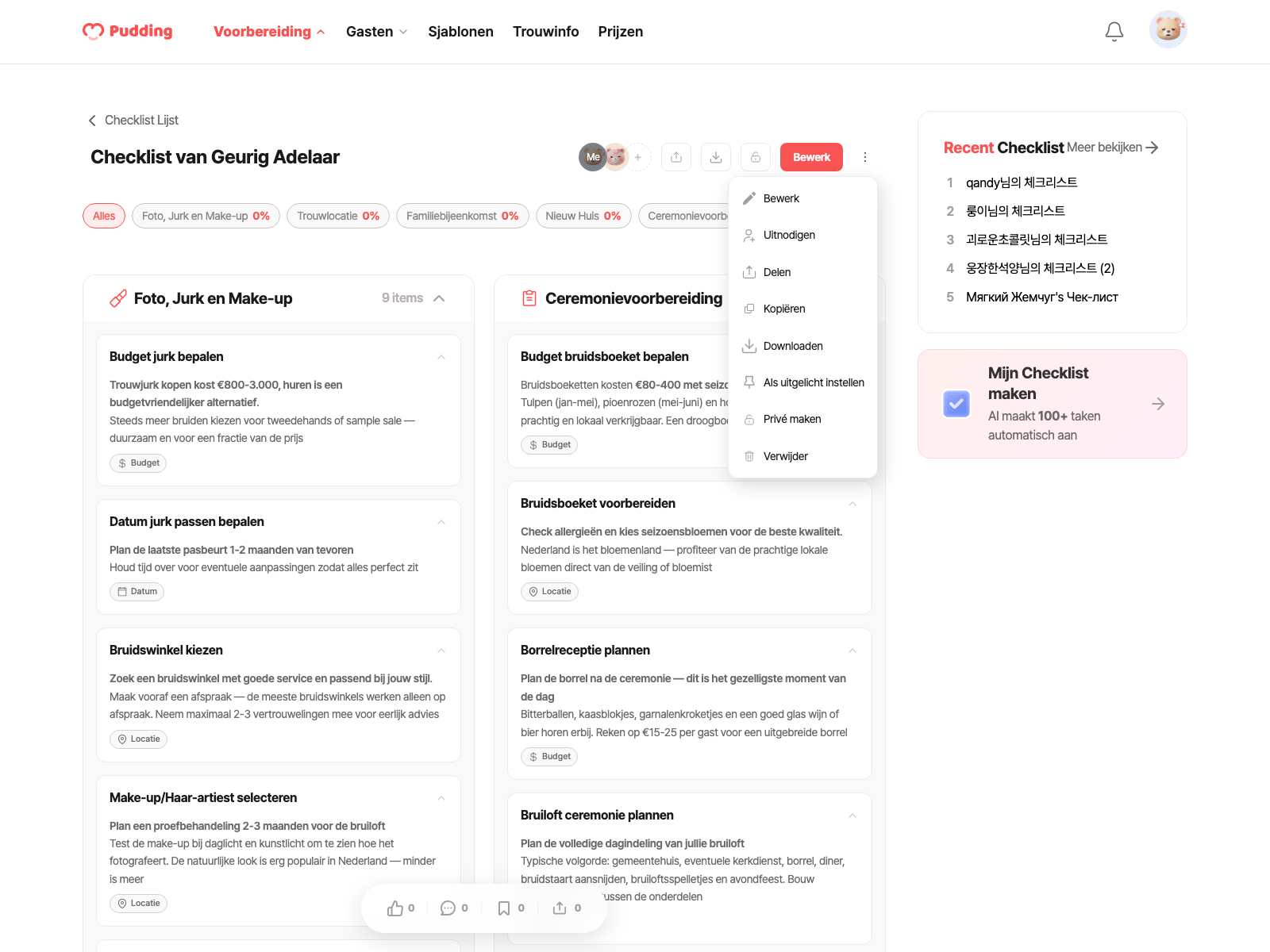 Checklist download modal