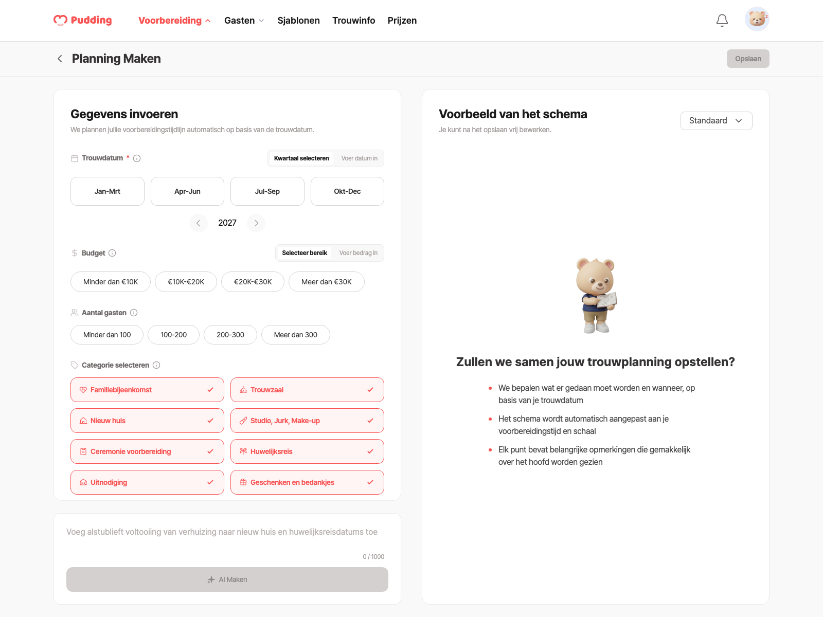 Planning aanmaken