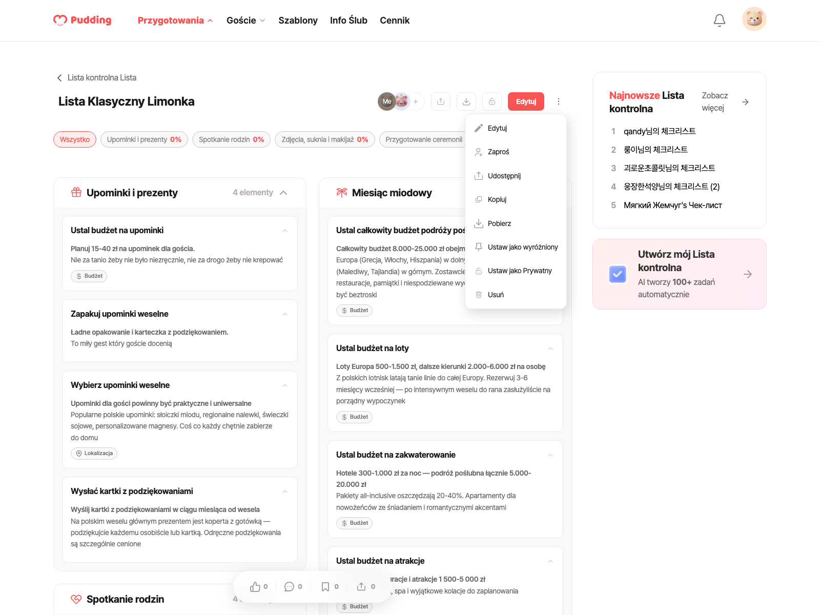 Checklist download modal