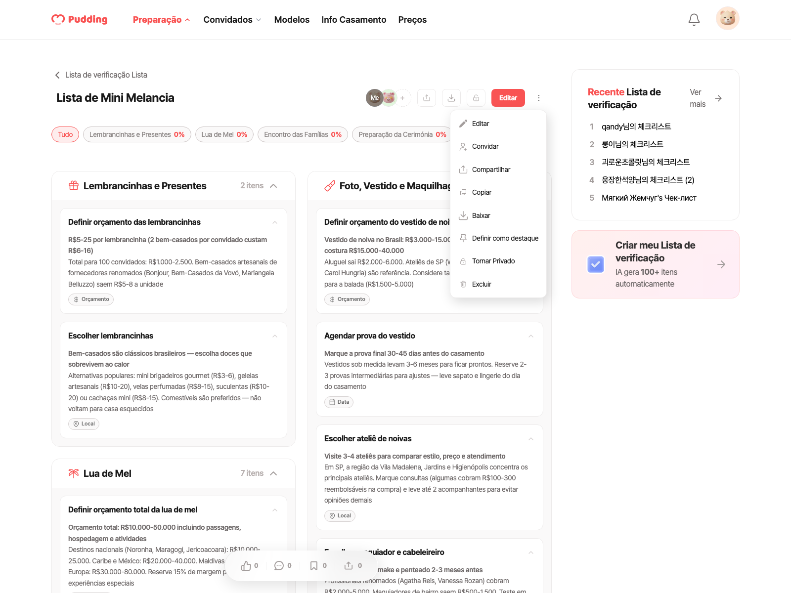 Checklist download modal
