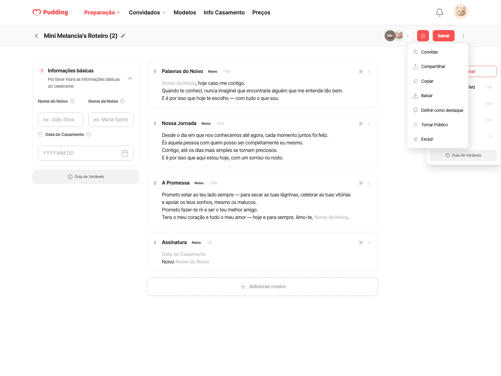 Script download modal