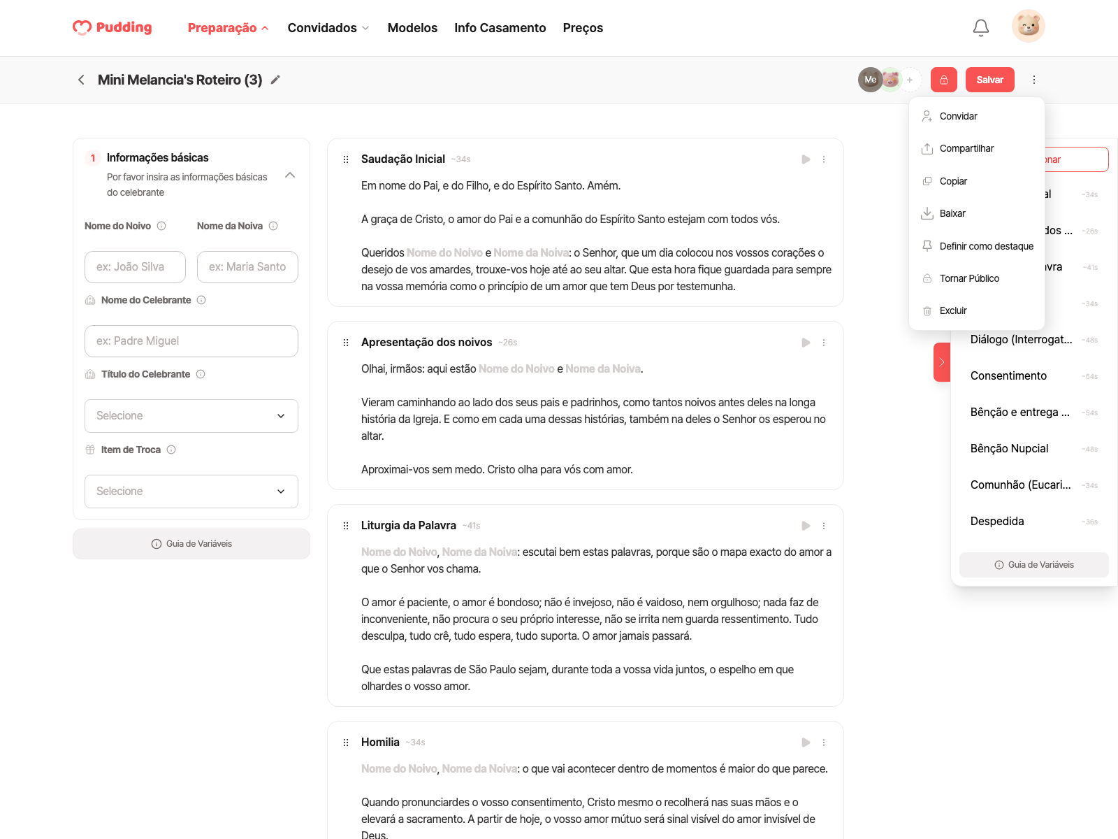 Officiant script editor