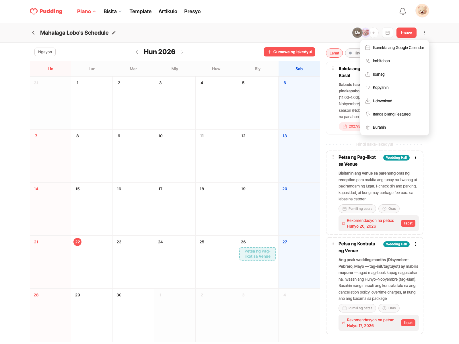 Schedule download modal