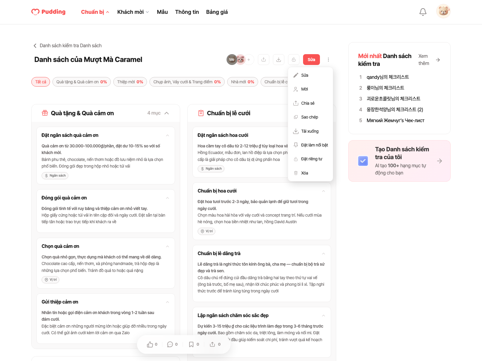 Checklist download modal